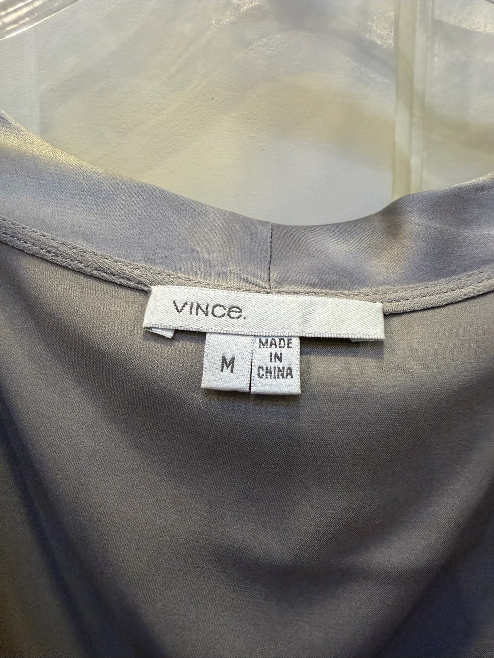 Vince Satin Scoop Neck Tank in Steel Gray - Picture 3 of 3